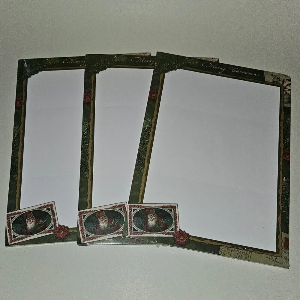 NEW 3 Packs 8x11 Paper Stationary Merry Christmas Letter Santa Claus Lot